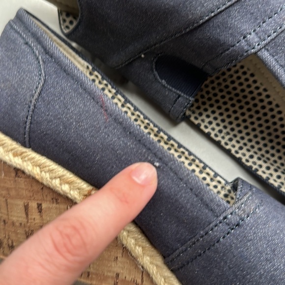 Charming Charlie Denim Peep Toe Platform Cork Espadrille Sandals size 10 Summer - Picture 4 of 7